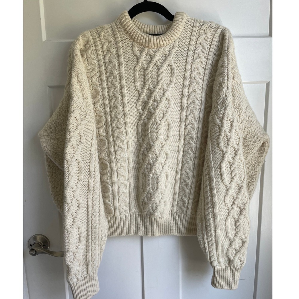 Callan Country Collection Irish Aran Cable Knit Sweater XL Merino Wool Ireland